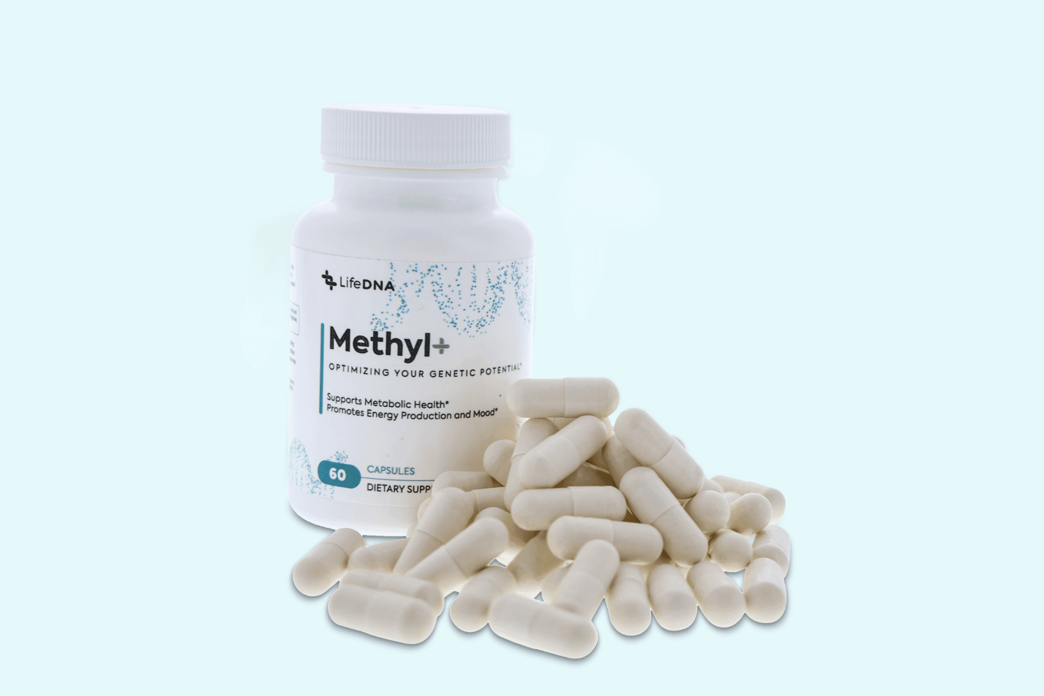 An image of the LifeDNA Methyl Plus Supplement, designed to support methylation and overall wellness.